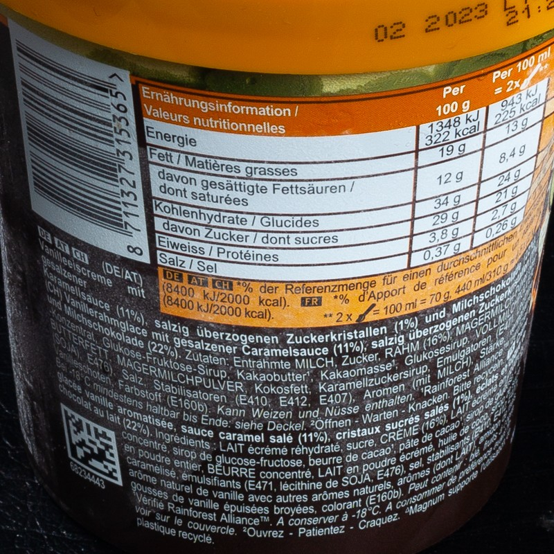Glace double caramel beurre salé 440ml Magnum  Crème glacée