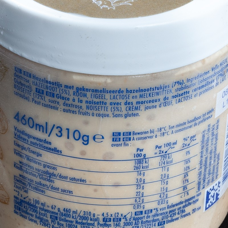 Glace noisette 460ml Grom  Crème glacée
