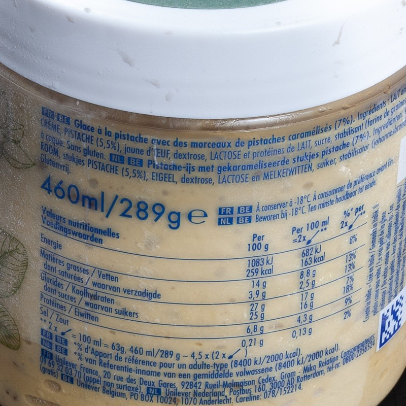 Glace pistache 460ml Grom  Crème glacée