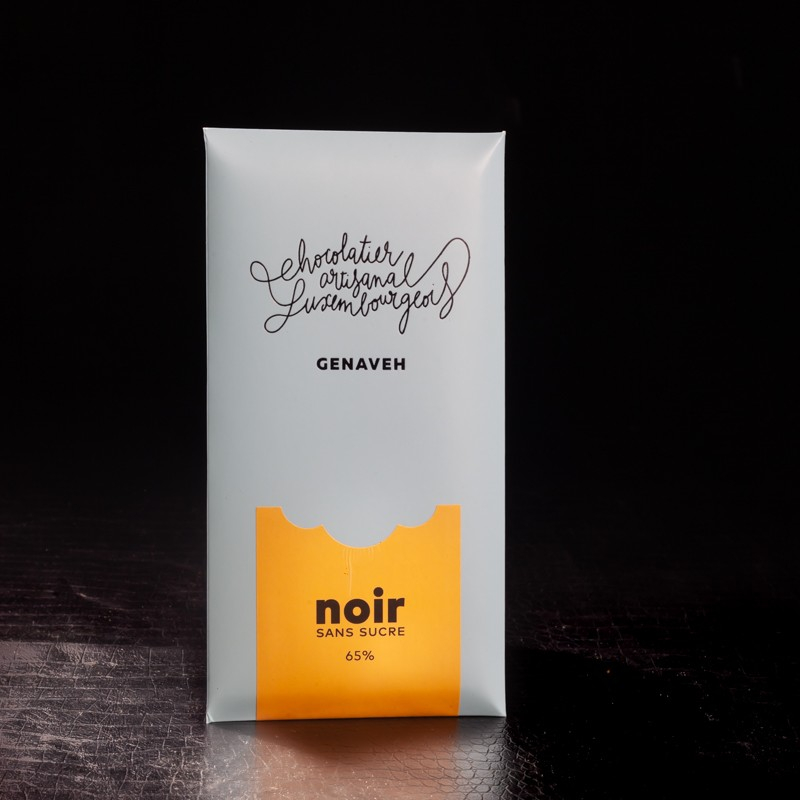 Tablette chocolat noir sans sucre 65% 100g Genaveh  Tablettes de chocolat