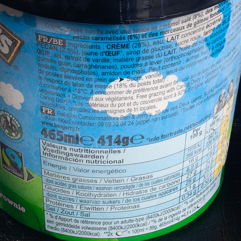 Glace vanille pécan blondie 465ml Ben & Jerry's  Crème glacée