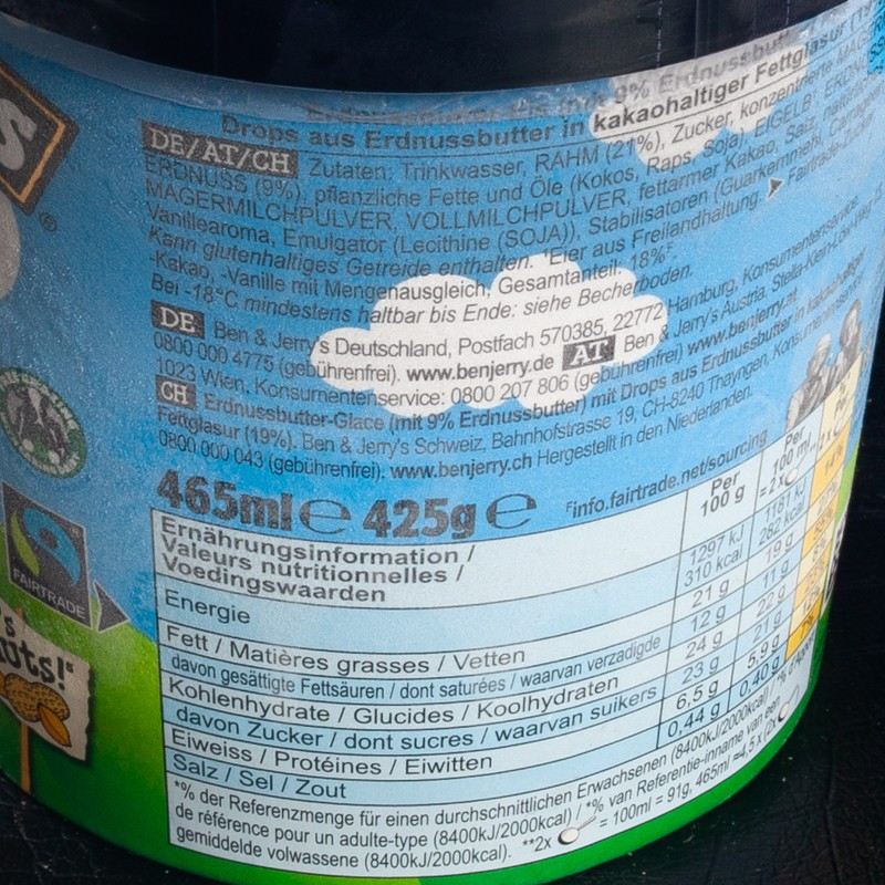 Glace peanut butter 465ml Ben & Jerry's  Crème glacée
