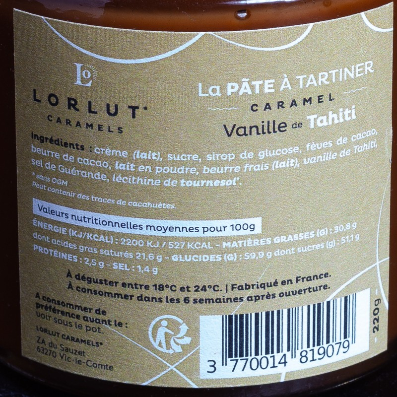 NPT - Pâte à tartiner caramel vanille Tahiti Lorlut 220g  A NE PAS TOUCHER