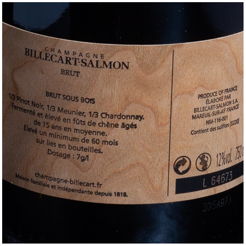 Champagne Billecart-Salmon brut Sous bois 75cl  Brut