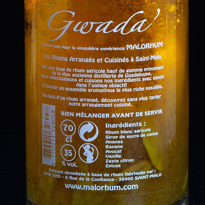 NSA - Boisson alcoolisée à base de Rhum Gwada' Malorhum 35% 70cl  NSA