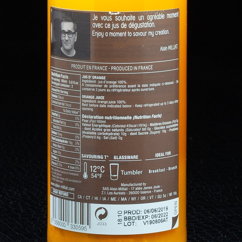 Jus d'orange Sicile 33cl Alain Milliat  Jus de fruits