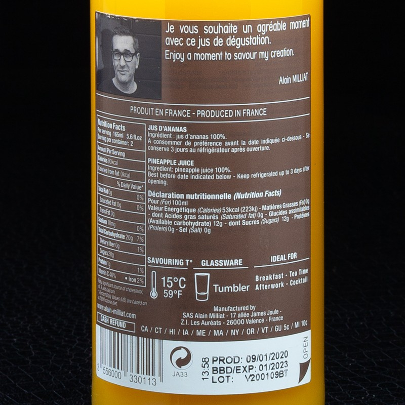 Jus ananas 33cl Alain Milliat  Jus de fruits