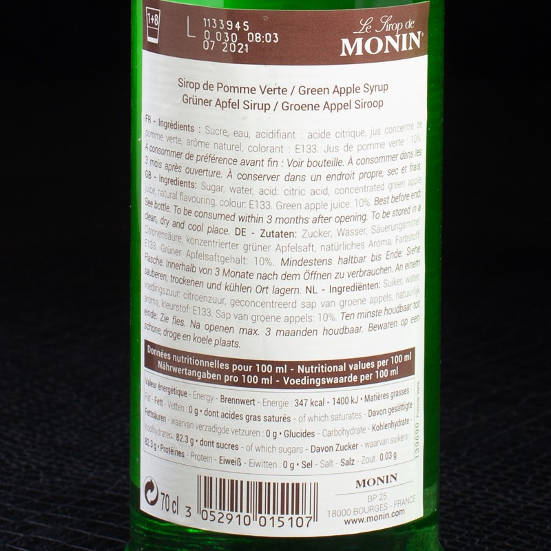 Sirop pomme verte 70cl Monin  Sirops