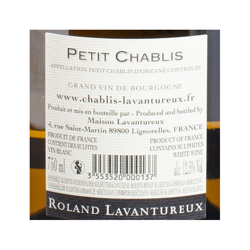 Petit Chablis 75cl Domaine Lavantureux  Bourgogne