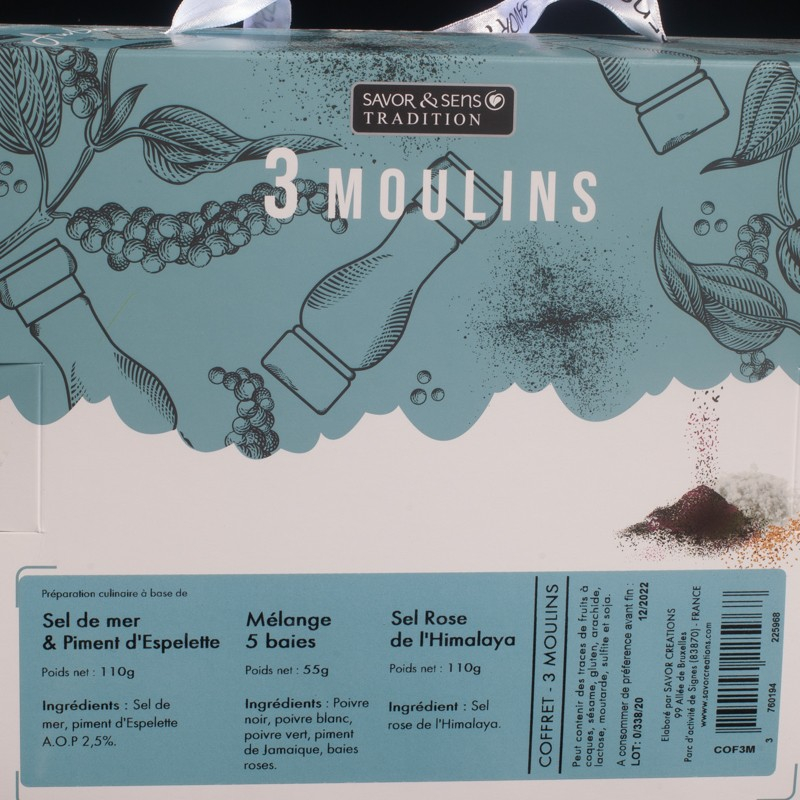 Coffret 3 moulins Savor&Sens  Coffret salé