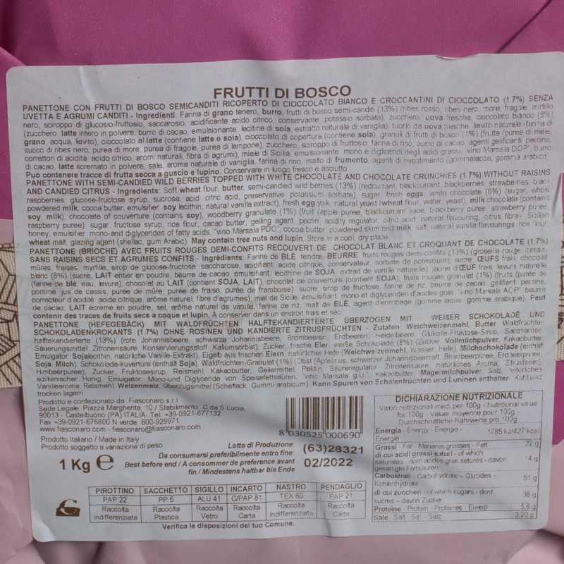 NPT - Panettone frutti di Bosco Fiasconaro 1kg  A NE PAS TOUCHER