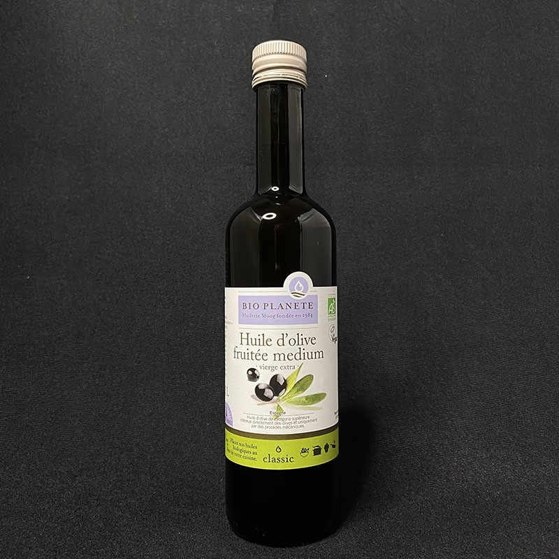 Huile olive E.V. fruitée medium 500ml Bio Planète  Huiles
