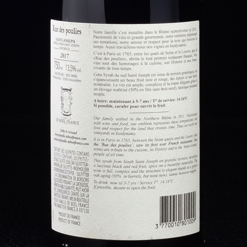 St Joseph rouge Rue des Poulies 75cl Domaine De Boel  Rhône