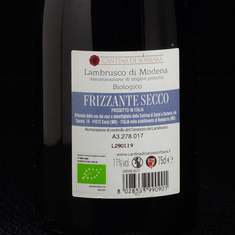 Lambrusco Di Modena bio 75cl Domaine Cantine  Italie