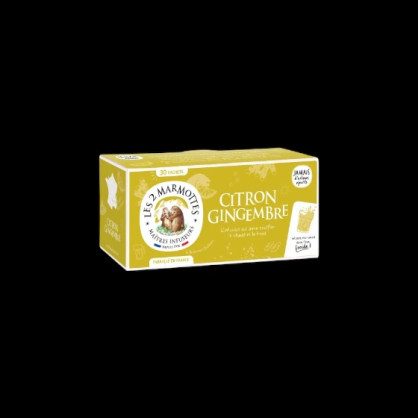 Infusions citron gingembre 50g Les 2 Marmottes  Infusions et tisane