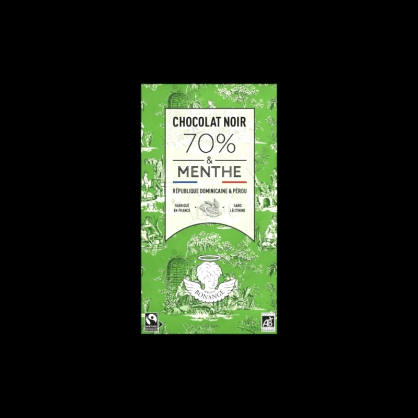 Chocolat noir 70% menthe bio 80g Maison Bonange  Tablettes de chocolat