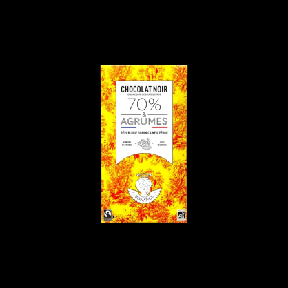 Chocolat noir 70% agrumes bio 80g Maison Bonange  Tablettes de chocolat