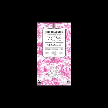 Chocolat noir 70% géranium bio 80g Maison Bonange  Tablettes de chocolat