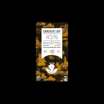 Chocolat lait 45% noisettes bio 80g Maison Bonange  Tablettes de chocolat