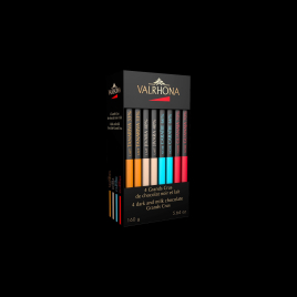 4 grands crus 8 bâtons de chocolats noir et lait 160g Valrhona  Coffret de chocolat