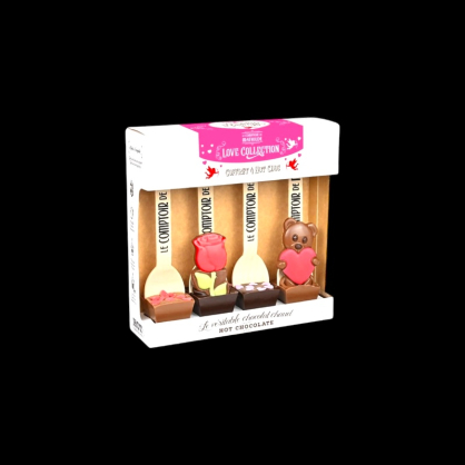 Coffret 4 hot chocolate love collection 4x30g Le Comptoire de Mathilde  Coffret de chocolat