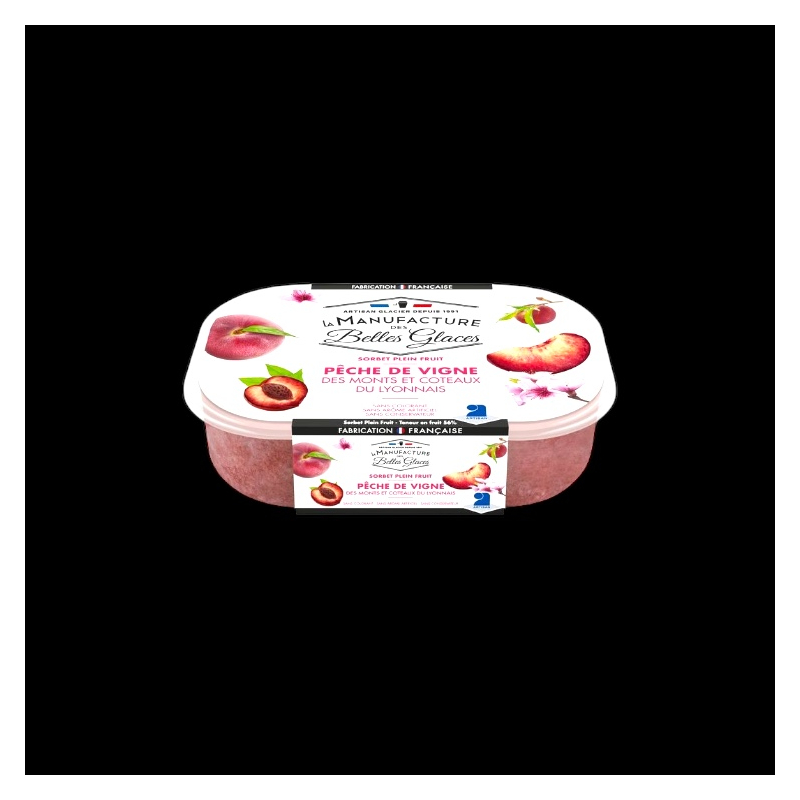 Sorbet pêche de vigne 750ml La Manufacture des Belles Glaces  Sorbet