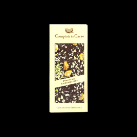 Tablette pistaches caramélisées noir 90g Comptoir du Cacao  Tablettes de chocolat
