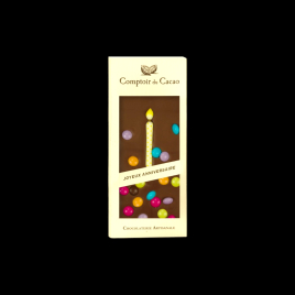 Tablette joyeux anniversaire 90g Comptoir du Cacao  Tablettes de chocolat