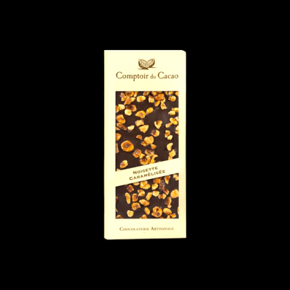 Tablette noisettes caramélisées noir 90g Comptoir du Cacao  Tablettes de chocolat