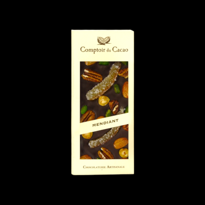 Tablette gourmande noir mendiant 100g Comptoir du Cacao  Tablettes de chocolat