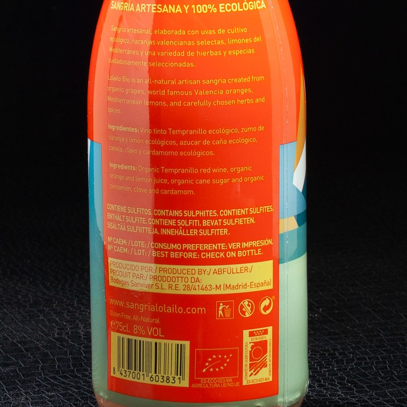 Sangria prenium bio 75cl Lolailo  Sangria