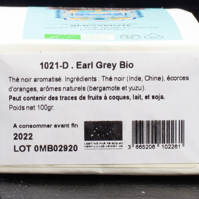 Thé noir earl grey bio 100g Maison Bourgeon  Thé noir