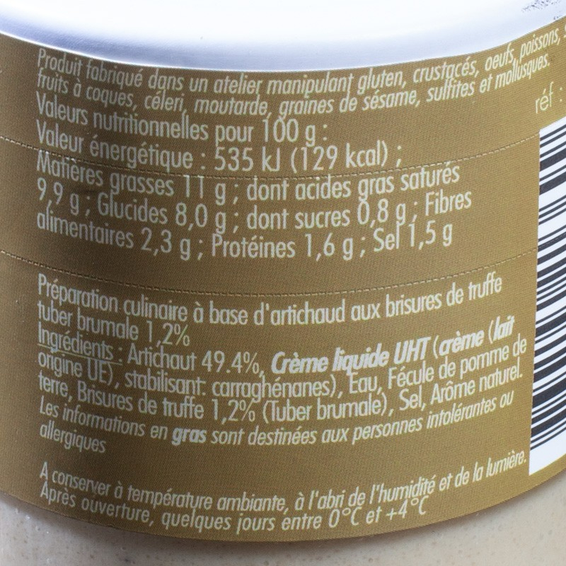 Crème d'artichaut aux brisures de truffes 100g Savor&sens  À tartiner