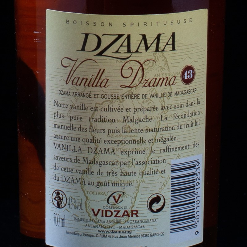NSA - Rhum Ambré Dzama Vanilla 43% 70cl  NSA